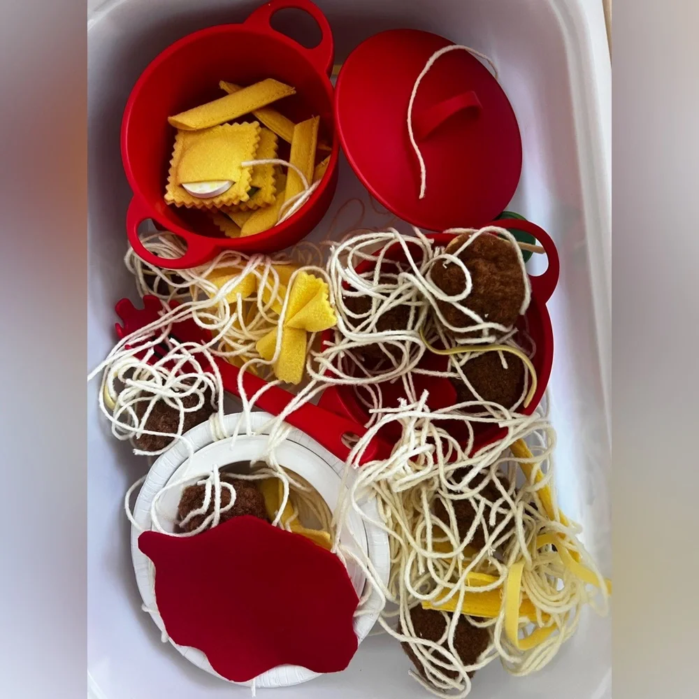 Spaghetti and Meatballs Handmade Sensory Play Sets - Picture 5 of 6